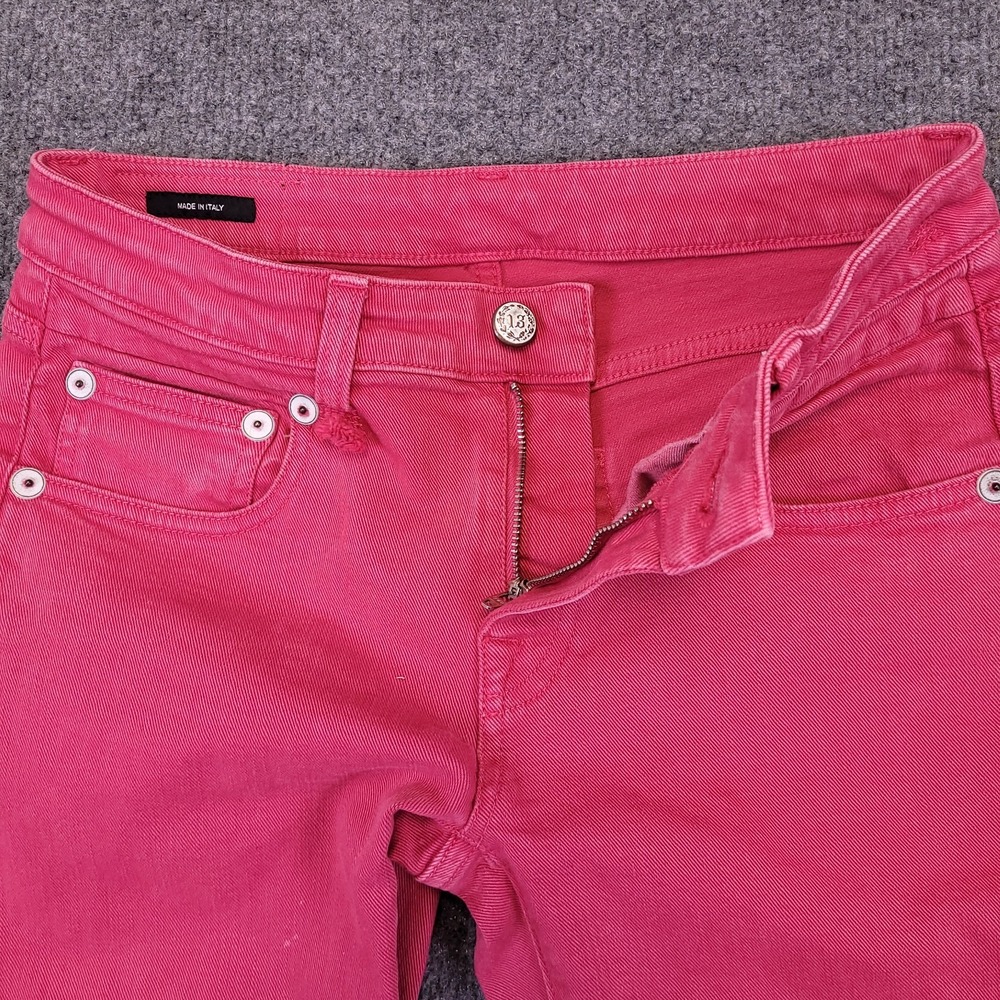 R13 Boy Straight 26x24.5 Actual Sz Vivid Pink Low Rise Stretch Italian SS23 - Picture 6 of 16
